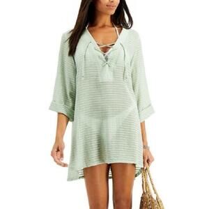 J. Valdi Sage Lace Up Shirt Swim Cover Up Sz S NWT
